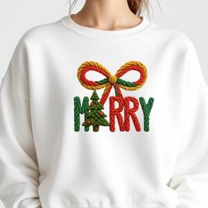 Merry Christmas Tree Rope Sweatshirt White S M L XL XXL Soft realistic 3D New
